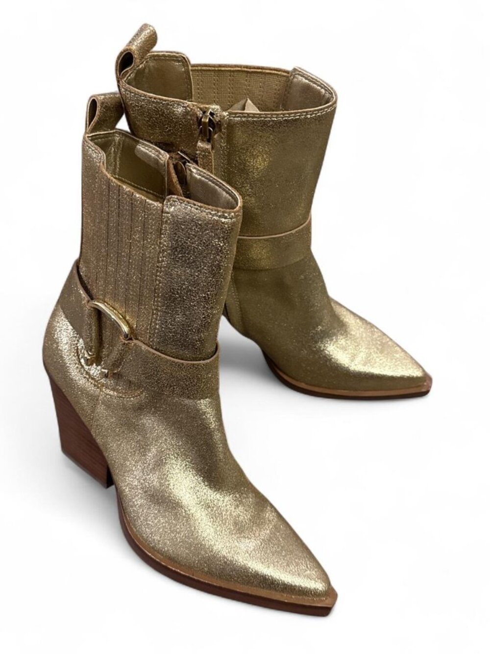 Dolce Vita gold point toe cowboy inspired boots metal hardware size 7.5
